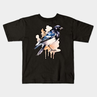 Watercolor Magpie Kids T-Shirt